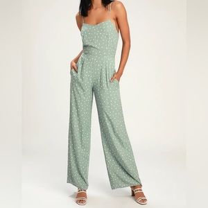 ⭐️ 40% OFF 3+ NWT Lulu’s In Demand Green Print Sleeveless Wide-Leg Jumpsuit XS